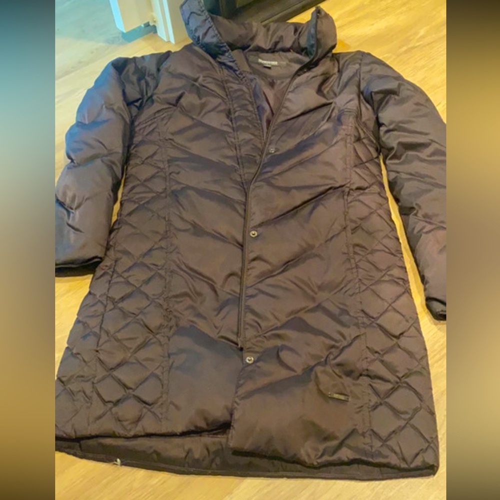 Long brown puffy coat